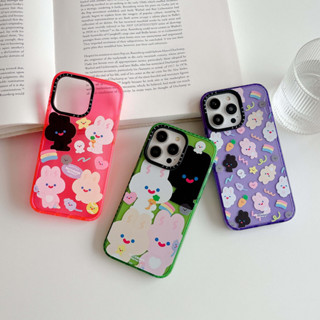 เคสโทรศัพท์มือถือ ลายการ์ตูนกระต่าย หมีน้อยน่ารัก สีรุ้ง สําหรับ เคส Samsung s23 + s22 ultra s23 plus iPhone xs max xr 11 pro max 12x13 pro 14 pro max case