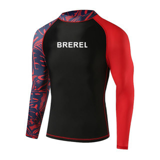 Brerel ใหม่ ชุดว่ายน้ํา แขนยาว กันแดด แห้งเร็ว เหมาะกับเล่นกีฬา ว่ายน้ํา สําหรับผู้ชาย