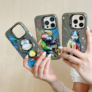 เคสป้องกันโทรศัพท์มือถือ ลายภาพวาดสีน้ํามัน รูปสัตว์ กันกระแทก สําหรับ iPhone 14promax 14 13 13promax 12 12promax 11