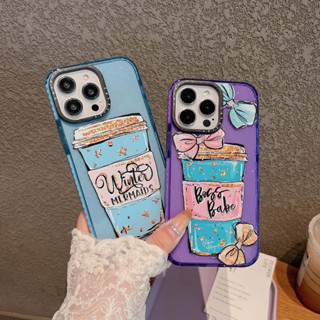 เคสโทรศัพท์มือถือแบบแก้ว ลายกาแฟ แฟชั่น สําหรับ เคส Samsung s23 + s22 ultra s23 plus iPhone xs max xr 11 pro max 12x13 pro 14 pro max case