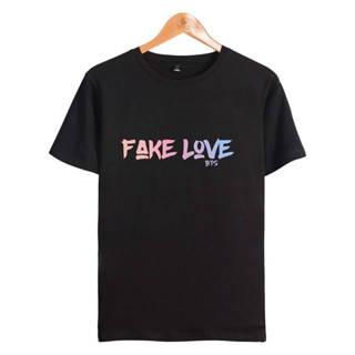 Fake LOVE เสื้อยืดแขนสั้น ผ้าฝ้าย สไตล์ฮิปฮอป สตรีท สําหรับผู้ชาย และผู้หญิง XXS-4XL 3182