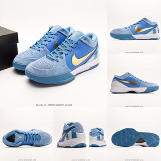 Zoom Kobe 5 Protro Kobe รองเท้าบาสเก็ตบอล หนังกลับ สีขาว สีฟ้า แบบมืออาชีพ 344335-411