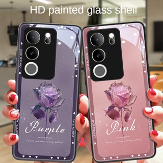 Zz เคสโทรศัพท์มือถือแบบแก้ว กันกระแทก ลายดอกไม้สีม่วง Diy สําหรับ huawei P30 P20 lite P10 plus P40 pro mate 20 pro 20X 10 pro 30