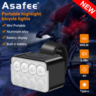 Asafee โคมไฟฟลัดไลท์ LED 900LM TYPE-C ชาร์จแบต สําหรับติดด้านหน้ารถจักรยาน