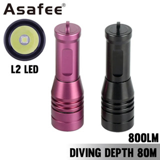 Asafee ไฟฉายดําน้ํา L2 LED 800LM 80 ม. แบตเตอรี่ 14500 สําหรับดําน้ํา