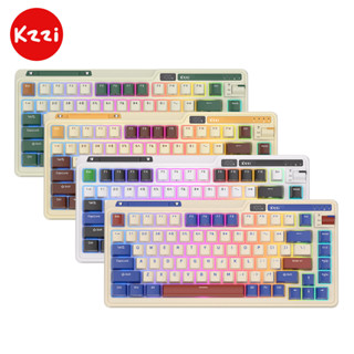 Kzzi Kezhi K75 Pro+ ปะเก็นคีย์บอร์ดเล่นเกม ไร้สาย สามโหมด RGB ผงสีทอง เปลวไฟสีเงิน 80%