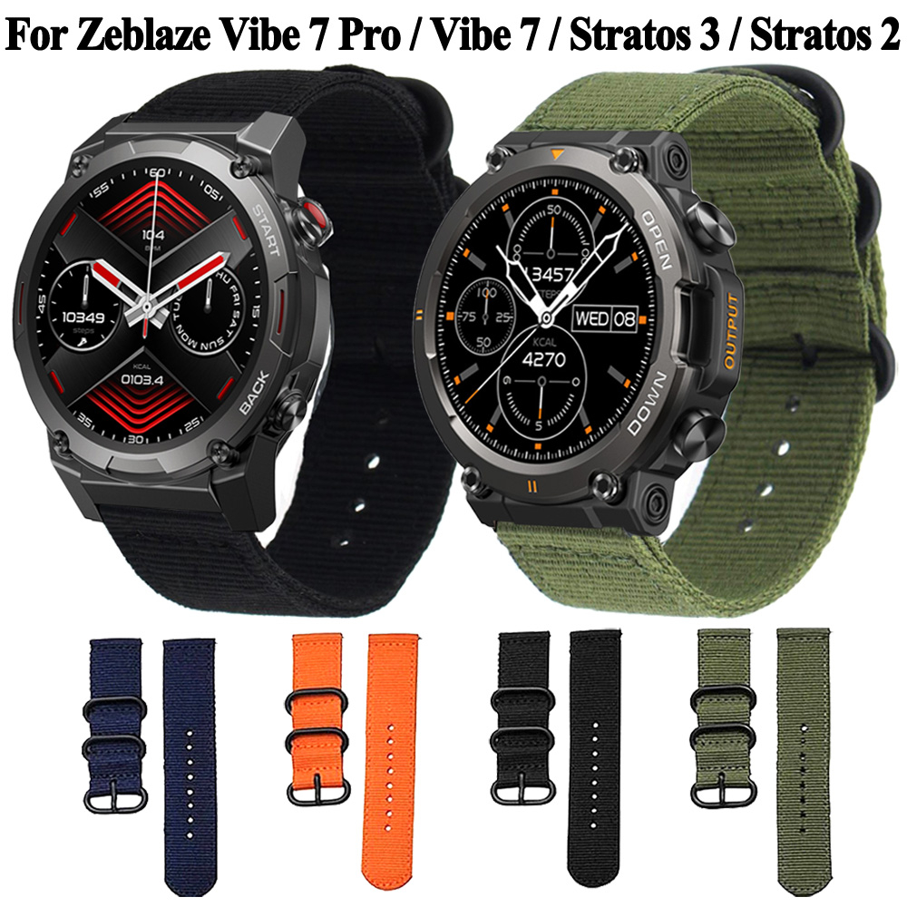 สายนาฬิกาข้อมือ ผ้าแคนวาส แบบเปลี่ยน สําหรับ Zeblaze Vibe 7 Pro Zeblaze Stratos 3 2