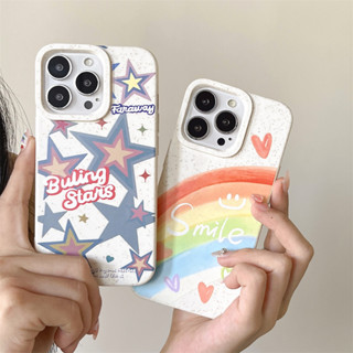 Wheat husk Rainbow Stars Liquid silicone Phone Case For iPhone 14 14plus 14pro 14promax 11 11promax 12 13promax 13pro 13 XsMax X phone case Fun cartoon Shock-proof frosted soft case cute phone case Rainbow