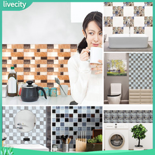 {livecity} สติ๊กเกอร์ติดผนังห้องน้ำกันน้ำ 6 ชิ้น