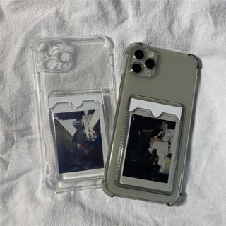 เคสโทรศัพท์มือถือแบบนิ่ม TPU ใส กันกระแทก พร้อมช่องใส่บัตร สําหรับ iPhone 14 13 12 11 Pro Max XR X XS SE 2020 7 8 Plus