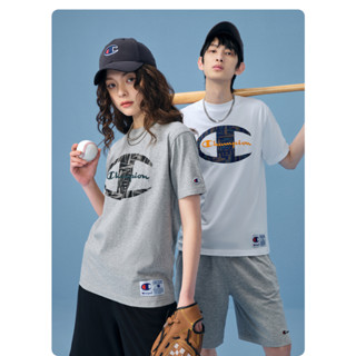 Champion เสื้อยืดแขนสั้น ผ้าฝ้ายแท้ พิมพ์ลาย สไตล์สปอร์ต สําหรับผู้ชาย และผู้หญิง 2023