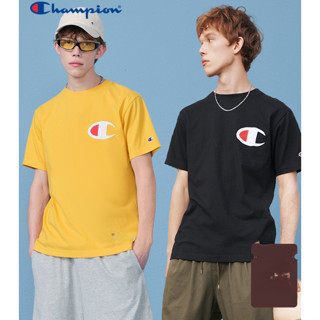 Champion ใหม่ เสื้อยืดลําลองแฟชั่น ผ้าฝ้าย แขนสั้น คอกลม สีพื้น สีขาว สําหรับผู้ชาย ผู้หญิง FHJI55