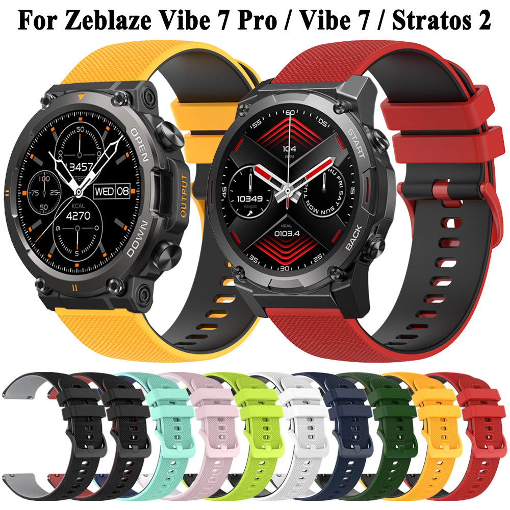 สายนาฬิกาข้อมือซิลิโคน แบบเปลี่ยน สําหรับ Zeblaze Vibe 7 Pro Zeblaze Stratos 2 Stratos2 22 มม.