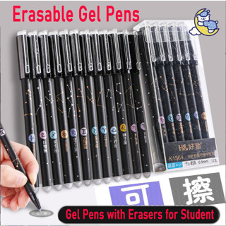ปากกาเจลลบได้ 12 ชิ้น/กล่อง ปากกาลบได้ Clicker Fine Point Make Mistakes Disappear, Black Inks สําหรับเขียนแพลนเนอร์ และ Crossword Puzzles