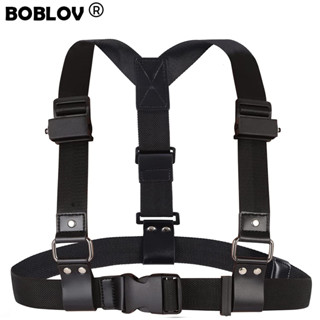 Boblov  Black Universal Chest Mount Single Shoulder /Double Shoulder Straps  สายคล้องไหล่คู่ ปรับได้ สีดํา สําหรับกล้องทุกยี่ห้อ