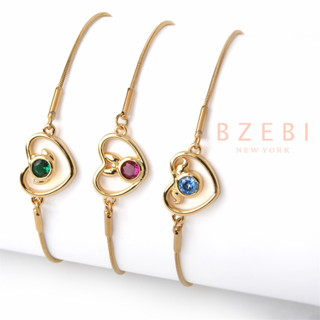 Bzebi กําไลข้อมือผู้หญิง สร้อยคอหัวใจ กําไลหินนําโชค ทอง Powerpuff Girls Bracelet เครื่องประดับ สแตนเลส กําไลแฟชั่น 18k ไม่ลอกดําใส่อาบน้ําได้1277b