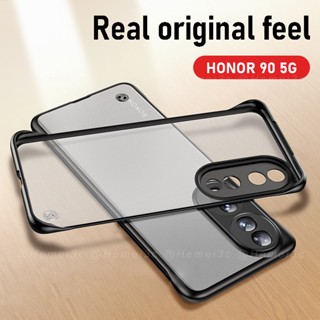 สําหรับ Honor 90 5G เคส เคลือบด้าน โปร่งใส ไม่มีกรอบ แข็ง PC เคสโทรศัพท์ด้านหลัง