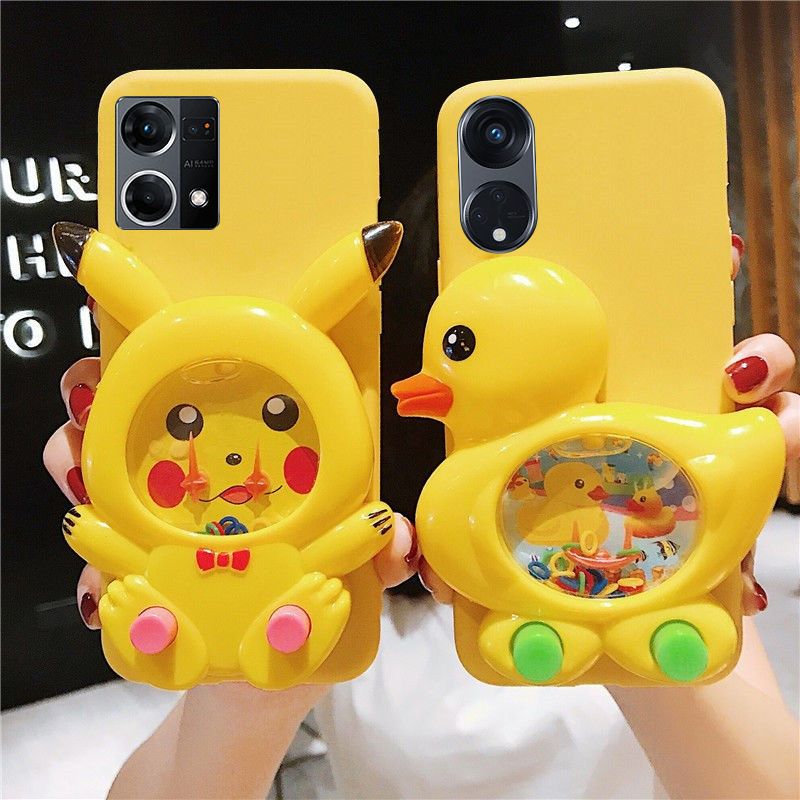 3d เกมความเครียด Reliver เคสโทรศัพท์ OPPO Reno 8T 8Z 7Z 5G 8 7 4G 5 5F 4F 2F น่ารักการ์ตูนตลกเป็ด Spongebob Pikachu ของเล่นปกหลัง