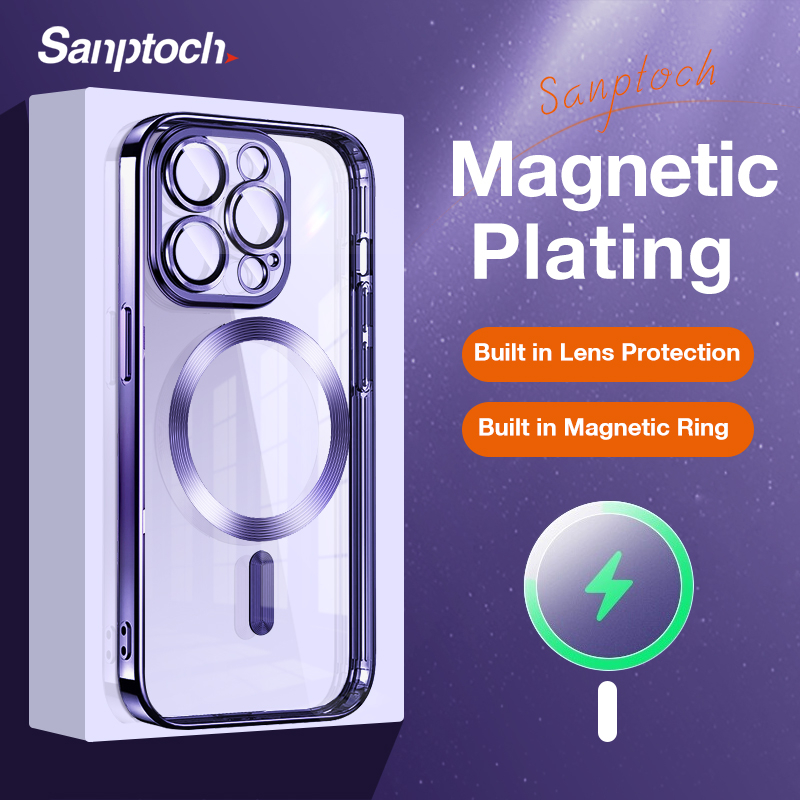 เคสโทรศัพท์มือถือแบบแก้ว ใส กันกระแทก กันรอยเลนส์กล้อง ลาย Sanptoch สําหรับ iPhone 14 13 12 Pro Max 11 Pro Max