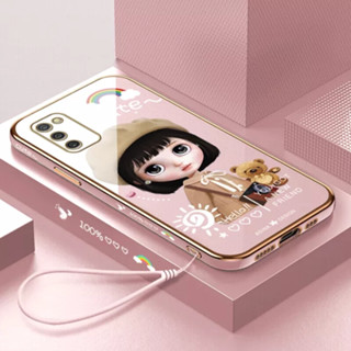 เคสโทรศัพท์มือถือ ลายการ์ตูนเด็กผู้หญิงเบเร่ต์ พร้อมสายคล้อง สําหรับ Samsung A20s A02s A03core A10 A10s A11 A12 M12