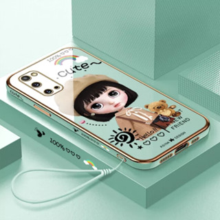 เคสโทรศัพท์มือถือ ลายการ์ตูนเด็กผู้หญิงเบเร่ต์ พร้อมสายคล้อง สําหรับ Samsung S10 S10plus S20 S20fe S20plus S20Ultra