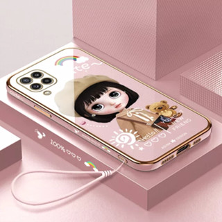 เคสโทรศัพท์มือถือ ลายการ์ตูนเด็กผู้หญิงเบเร่ต์ พร้อมสายคล้อง สําหรับ Samsung M23 4G F22 M22 M32 F23 M11 M42 A42 M31