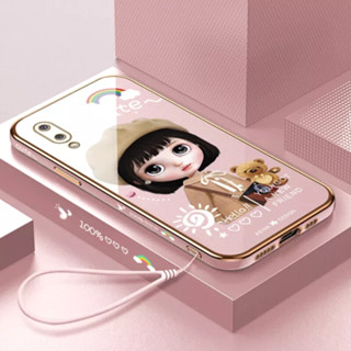 เคสโทรศัพท์มือถือ ลายการ์ตูนเด็กผู้หญิงเบเร่ต์ พร้อมสายคล้อง สําหรับ Samsung M30s A81 A04 A04E A14 A02