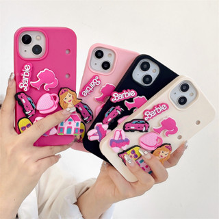 เคสโทรศัพท์มือถือ ซิลิโคนนิ่ม ลายบาร์บี้ สําหรับ iphone 14 Pro Max 13 Pro Max 12 Pro Max