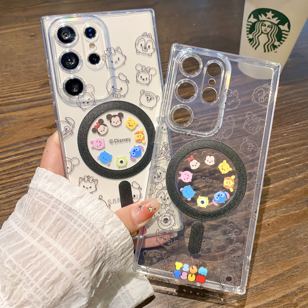 การ์ตูนน่ารัก สีหน้าของดิสนีย์ Magnetic เคส Samsung Galaxy S25 Ultra S24 Ultra S23 Ultra S23 Plus S22 Ultra S25 Plus S25 S24 S21Plus Case เคสโทรศัพท์ใหม่ TPU ซิลิโคนอ่อนนุ่มป้องกันการตก เคสมือถือซัมซุง