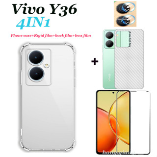 4in1 เคสโทรศัพท์มือถือแบบใส กันกระแทก เต็มจอ สําหรับ Vivo Y36 Y27 Y35 Y21 Y33S Y15A Y15S