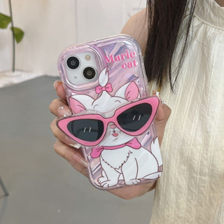 เคสโทรศัพท์มือถือ ลายการ์ตูนแมวแมรี่น่ารัก สีชมพู พร้อมขาตั้ง สําหรับ iPhone 14Pro max case 13Pro max 12Pro max 14Pro 13Pro 12Pro 11 12 13 14 case