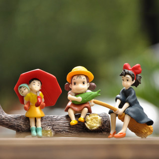 โมเดลฟิกเกอร์ PVC รูปการ์ตูน Hayao miyazaki Totoro Kikis Delivery Service Mei Kawaii Q Version ขนาด 4-6 ซม. ของเล่นสําหรับเด็ก 3 ชิ้น ต่อชุด