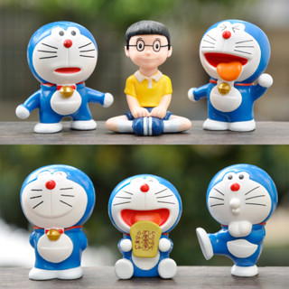 โมเดลฟิกเกอร์ PVC รูปการ์ตูนโดราเอมอน Nobita Nobi Robot Cat Kawaii Q Version ขนาด 5-6 ซม. สําหรับตกแต่งเค้ก จํานวน 6 ชิ้น ต่อชุด