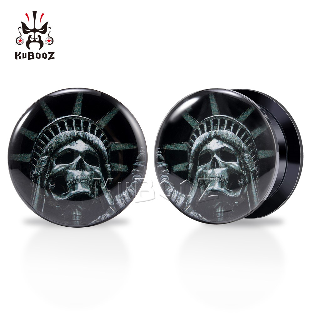 Kubooz 2 ชิ้น ปลั๊กอุโมงค์ เกจวัดกะโหลก ยืดขยาย เจาะ ต่างหู อะคริลิค เครื่องประดับร่างกาย