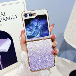 เคสโทรศัพท์มือถือแบบแข็ง ใส บางมาก ขอบชุบไฟฟ้า สําหรับ Samsung Galaxy Z FLIP 5 4 3 flip5 flip4 flip3