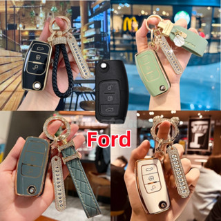 เคสรีโมตกุญแจรถยนต์ แบบนิ่ม 3 ปุ่ม สําหรับ Ford Fiesta Focus 2 Ecosport Kuga Escape Falcon B-Max C-Max Eco Sport Galaxy Ford Ranger Ecosport Everest Escape Dog Lynx Territory