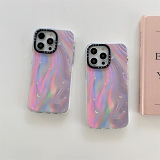 Original CASE.TIFY Pink aurora Phone Case for iphone 14 14pro 14promax 12 12ProMax 13promax 13 case High-end shockproof hard case Cute cartoon stars and moon figure pattern iPhone 11 case Official New Design Style Pink