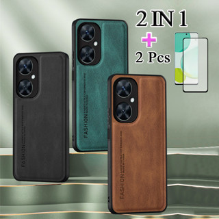 2 IN 1 เคสโทรศัพท์หนังแกะ เซรามิก กันรอยหน้าจอ ทรงโค้ง สําหรับ Huawei Nova 11i