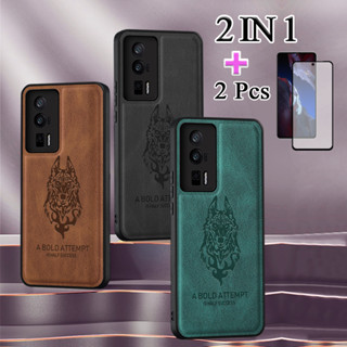 2 IN 1 เคสโทรศัพท์หนัง หรูหรา พร้อมหน้าจอเซรามิค สองชิ้น สําหรับ Xiaomi Poco F5 Pro