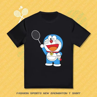 เสื้อกีฬาแบดมินตัน แขนสั้น แบบแห้งเร็ว ลาย Doraemon สําหรับผู้ชาย และผู้หญิง 2023