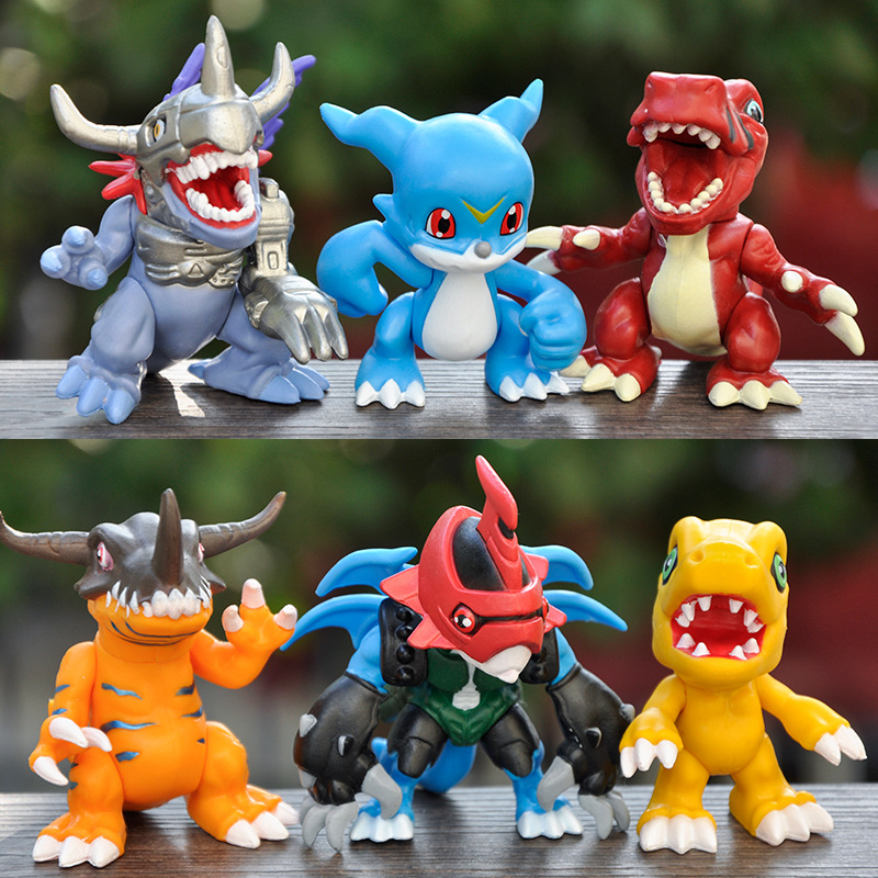 โมเดลฟิกเกอร์ PVC รูปการ์ตูนอนิเมะ Digimon Adventure Yagami Taich Agumon Metal Greymon V-mon ขนาด 6-8 ซม. ของเล่นสําหรับเด็ก 6 ชิ้น ต่อชุด