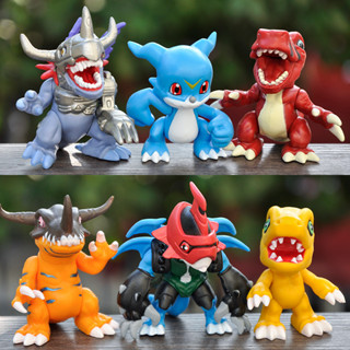 โมเดลฟิกเกอร์ PVC รูปการ์ตูนอนิเมะ Digimon Adventure Yagami Taich Agumon Metal Greymon V-mon ขนาด 6-8 ซม. ของเล่นสําหรับเด็ก 6 ชิ้น ต่อชุด