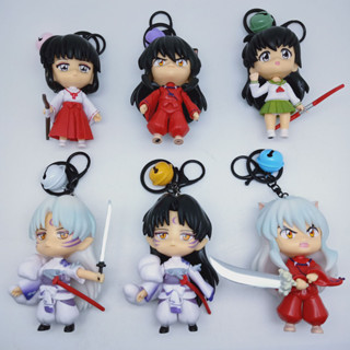 พวงกุญแจฟิกเกอร์ PVC รูปการ์ตูนอนิเมะ Sesshoumaru Higurashi Kagome Kikyo ขนาด 10 ซม. ของเล่นสําหรับเด็ก 6 ชิ้น ต่อชุด