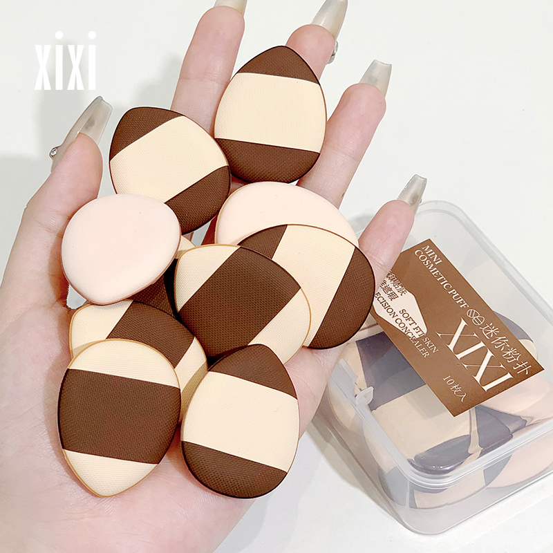 Xixi พัฟแต่งหน้า แป้งพัฟ คอนซีลเลอร์ รูปหยดน้ํา ขนาดเล็ก พกพาง่าย แห้งเร็ว ไม่มีแป้ง NO.GJ-41 10 ชิ้น