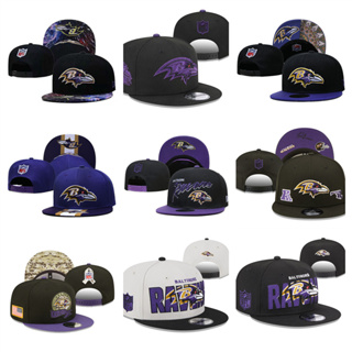 NFL Baltimore Ravens หมวกปีกปีกแบนแบบปรับได้หมวกกีฬากลางแจ้ง