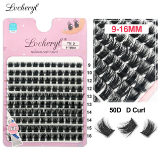 Lvcheryl 10rows 50D ต่อขนตาอิสระหนาปุยขนตาปลอมด้วยกาว DIY ส่วน 120 ชิ้นขนตาสำหรับแต่งหน้า