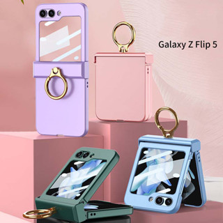 เคสโทรศัพท์มือถือแบบแข็ง บางมาก กันกระแทก พร้อมแหวนขาตั้ง สําหรับ Samsung Galaxy Z Flip5 Z Flip5