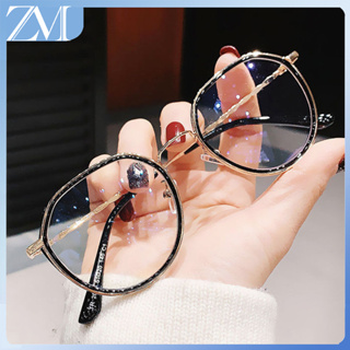 【ZM Glasses】แว่นตาสายตาสั้น ทรงกลม ป้องกันแสงสีฟ้า เกรด -50 100 150 200 250 300 350 400 450 500 550 600 แฟชั่น สไตล์เกาหลี สําหรับผู้หญิง นักเรียน 122