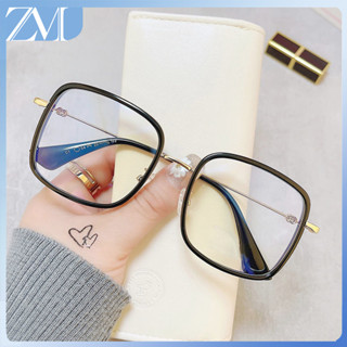 【ZM Glasses】แว่นกรองแสงสีฟ้า แว่นสายตาสั้น เรโทร TR90 กรอบใส หญิง เวอร์ชั่นเกาหลี บุคลิกภาพ สีล้วน กรอบใหญ่ -0°-550° (เฉพาะจุด) 073