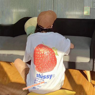 เสื้อยืดแขนสั้น พิมพ์ลาย stussy แฟชั่นคู่รัก สําหรับชาย และหญิง